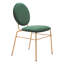 Ensemble de deux chaises de salle à manger d'appoint en velours vert et or et acier