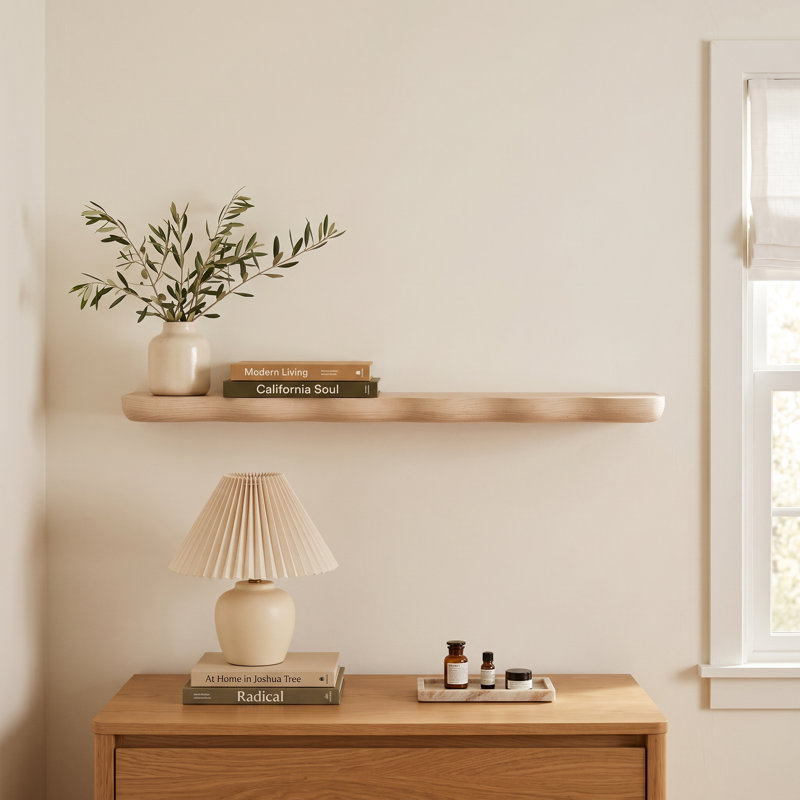 Alanis Wave Solid Oak Floating Shelf