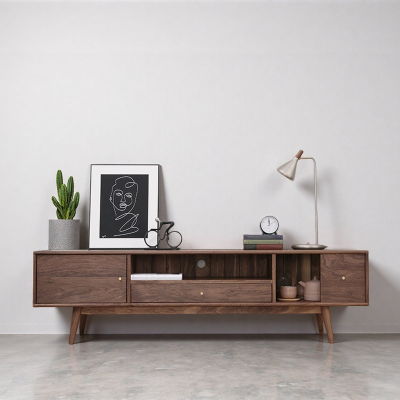 Creative Solid Wood TV Stand, Nut Brown