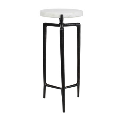 Uttermost Tobias White Marble Slab Drink Table