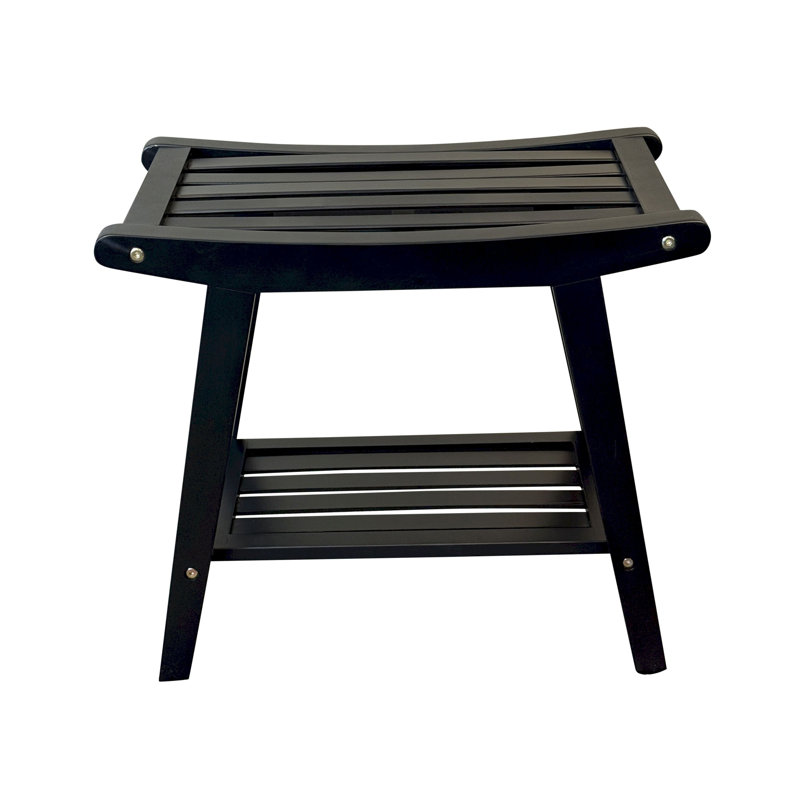 Banc de style spa à lattes en bambou l 19,5 po, Noir