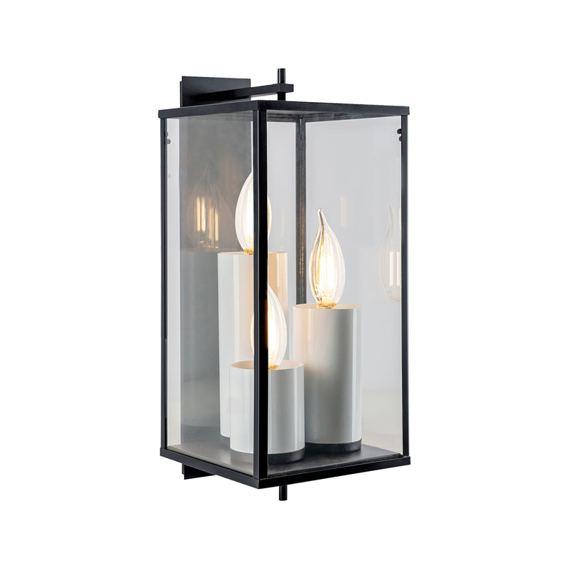 Applique murale d'extérieur 3 lumières de 24,5 po de hauteur Back Bay - Noir mat, Noir