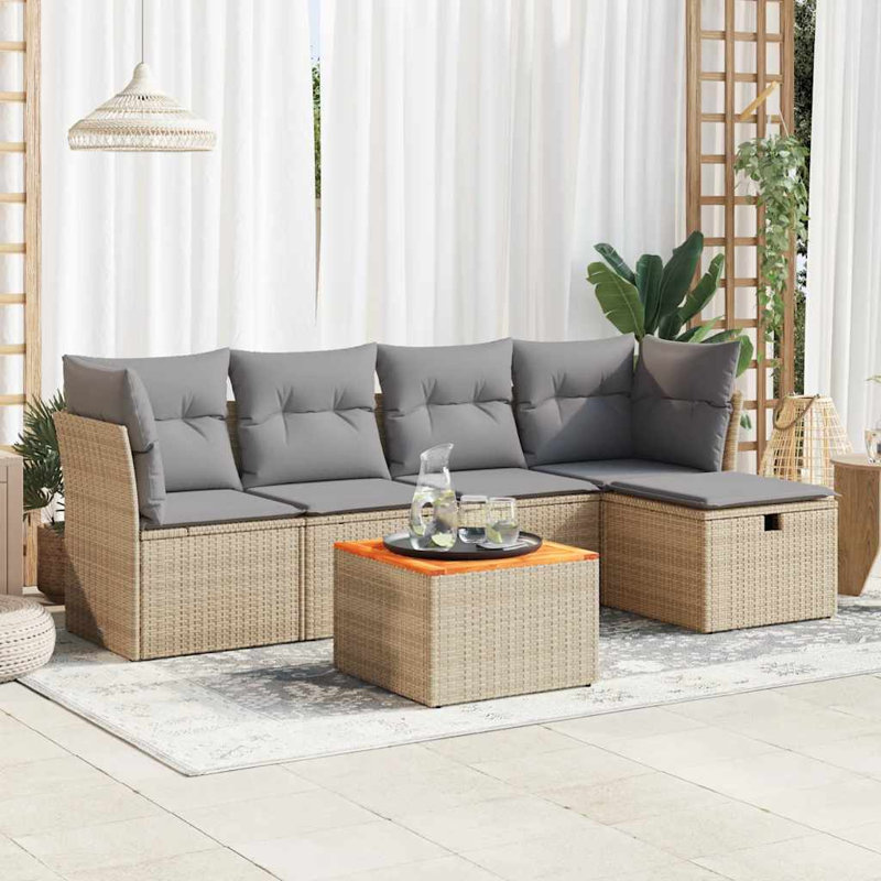  Ensemble de canapé de jardin beige, gris clair, brun