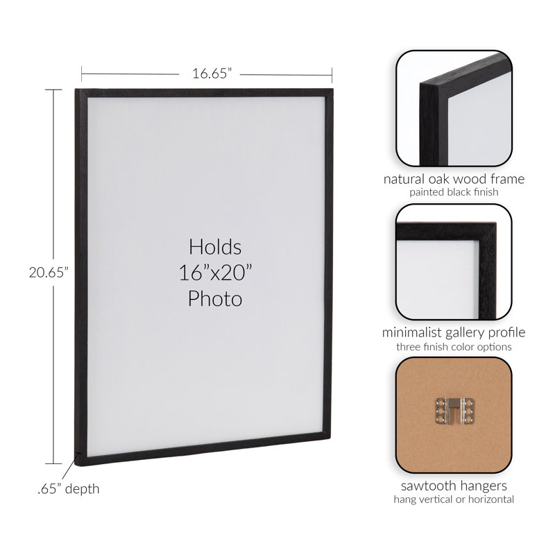 Cadre photo mural moderne Modern, L 20 po x H 16 po, Noir, noir, noir, noir