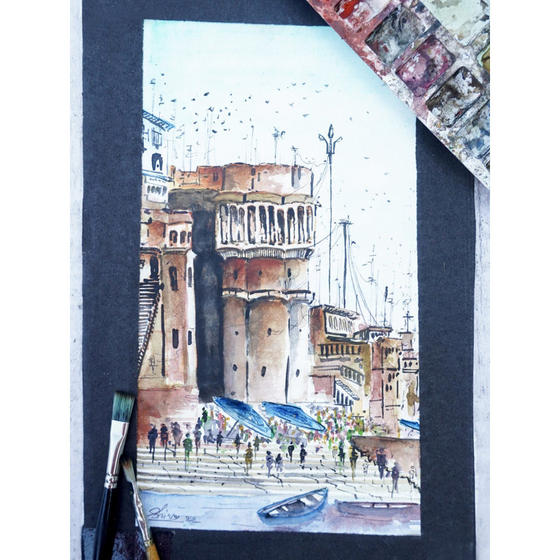 Assi Ghat - Banaras | Aquarelle de Shiva Pandey
