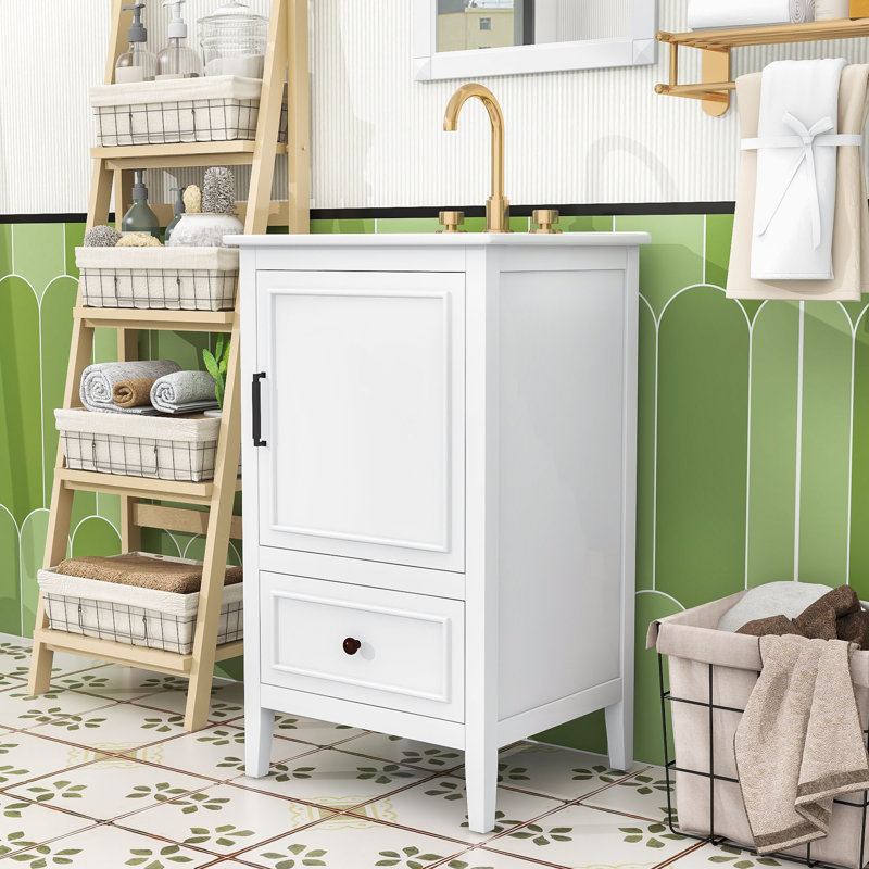 Space-Saving 20-Inch Bathroom Vanity with Sink, White