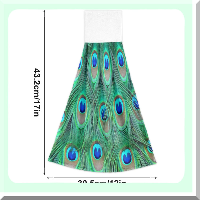 Peacock Soft Absorbent Kitchen Towels - 12x17 in, Set of 2 with Hanging Loop for Bathroom & Kitchen Decor