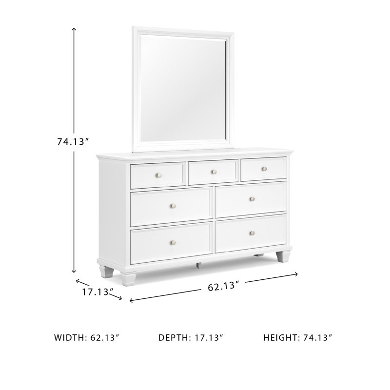 Commode et miroir Fortman, Blanc