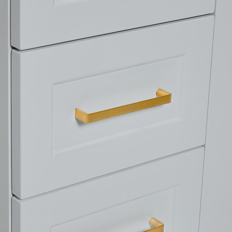 Freitas 48'' Solid Wood Single Bathroom Vanity, Gray, Rectangle, White Quartz