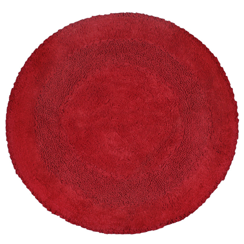 Plush Cotton Round shape bath Rug, 30"W x 30"L, Red
