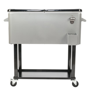 80 Qt. Outdoor Rolling Cooler Cart Storage Cabinet