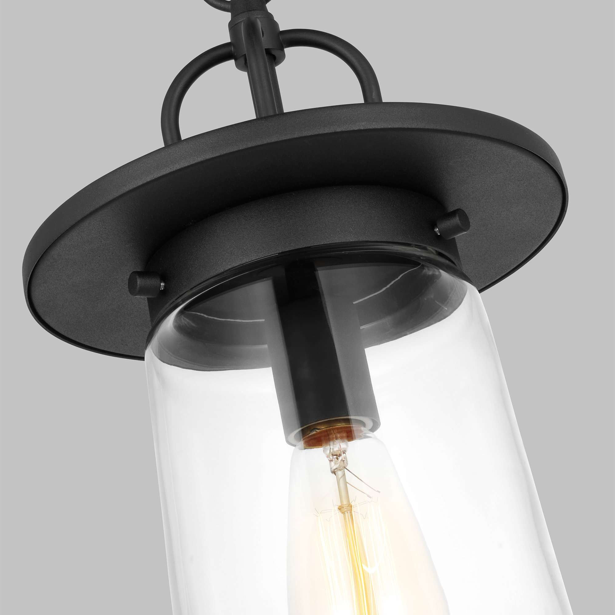 Daire Outdoor Metal Hanging Lantern, Black