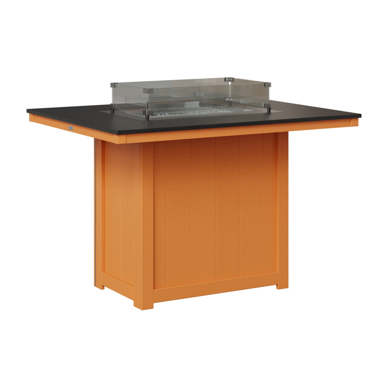 Foyer de table berlinois Donoma, H 36 po x l 41 po x P 54 po, Plateau martelé noir avec base orange mangue