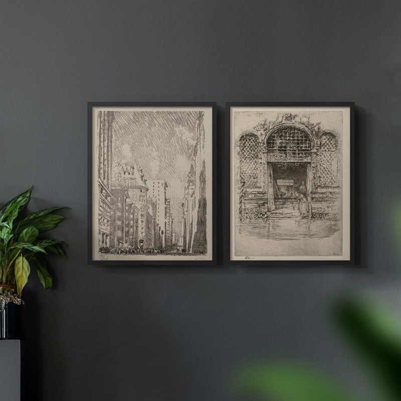 "Croquis rétro", 2 pièces, Noir, H 14 po x l 22 po