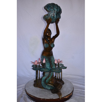 Atwater Mermaid Holding A Shell Upright Water Fountain Made Of Bronze 19"X 26" X 40"H