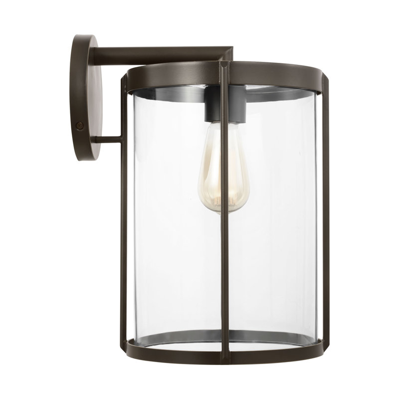 Luning Large Lantern from Generation Lighting , Antique Bronze, 15" H x 9.875" W x 11.75" D, Transparent