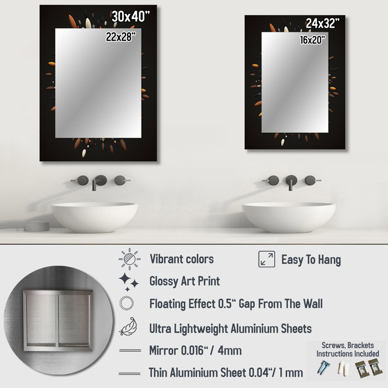 Pristine Spirit Spiritual Abstract VII - Geometric Decorative Wall Mirror, Modern Mirror, Printed Metal Art, 40" x 30"