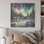 Northern Lights Charm In Winter I - Northern Lights, art sur bois de pin naturel