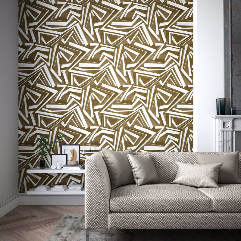 Transverse Geometric Wallpaper Roll, Bronze