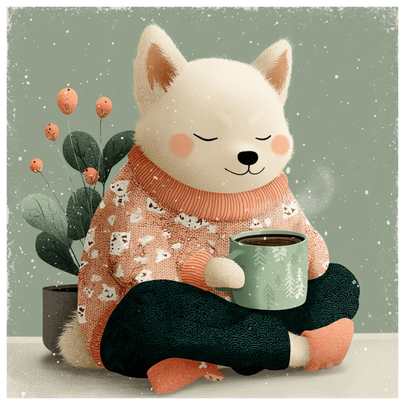 Illustration d'un couvre-lit animal douillet avec literie café, Double