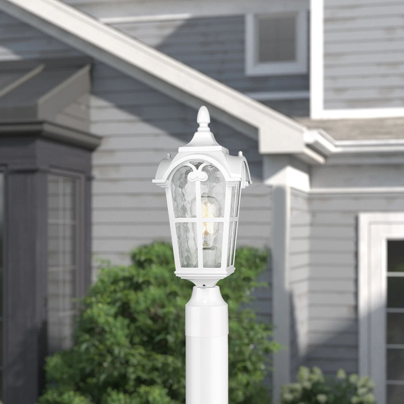 17 Inch Aluminum Vintage Water Glass Post Lantern Head White Finish