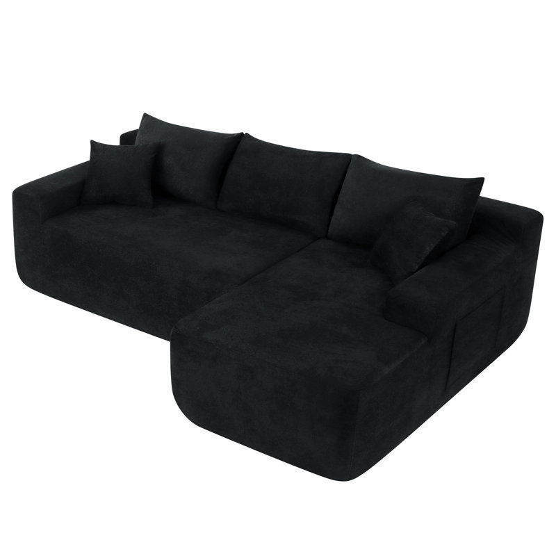 Canapé modulaire 85 po avec méridienne en L 85 po, canapé modulaire moderne avec assise profonde, canapé rembourré pour la chambre à coucher du salon, aucun assemblage requis, (tissu en coton et lin)
