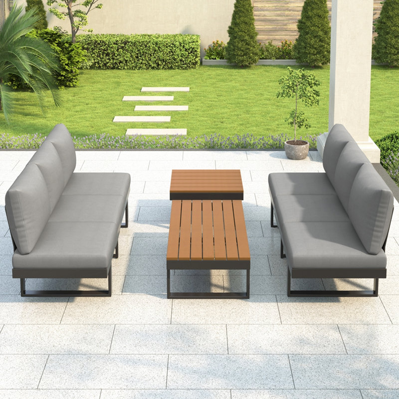Ensemble de conversation pour canapé modulaire d'extérieur, Gris