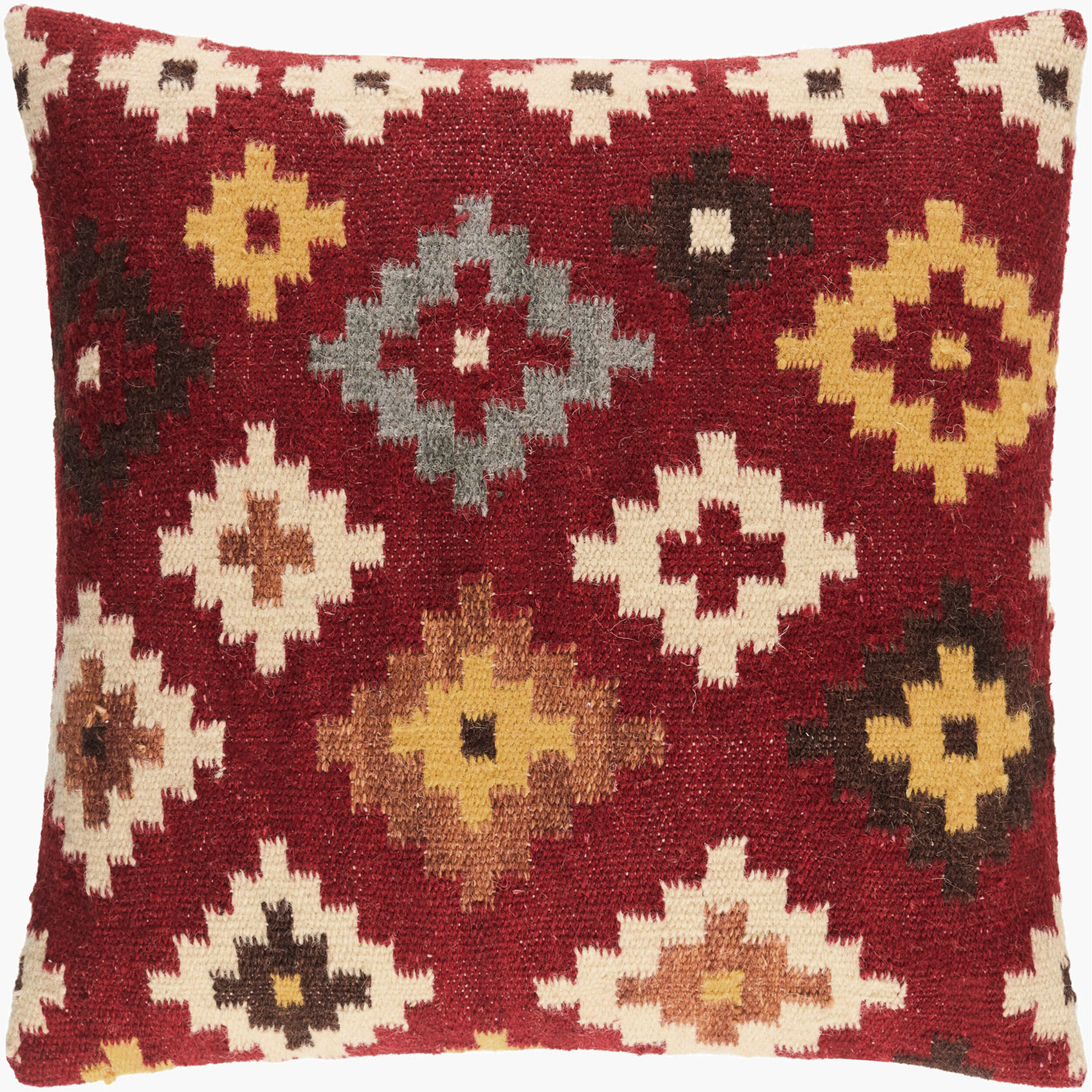 Blanche Accent Pillow, Red Ikat, Polyester, 18"H x 18"W