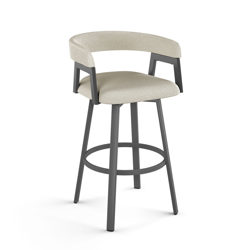 Tabouret de bar et de comptoir pivotant Culpepper, Gris foncé, Crème, Tabourets de bar (siège d'une hauteur de 29 po)