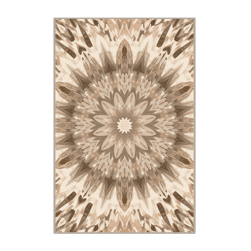 Tapis doux et moelleux Adlai Posh & Luxe Starburst en brun - reliure beige, 5x8