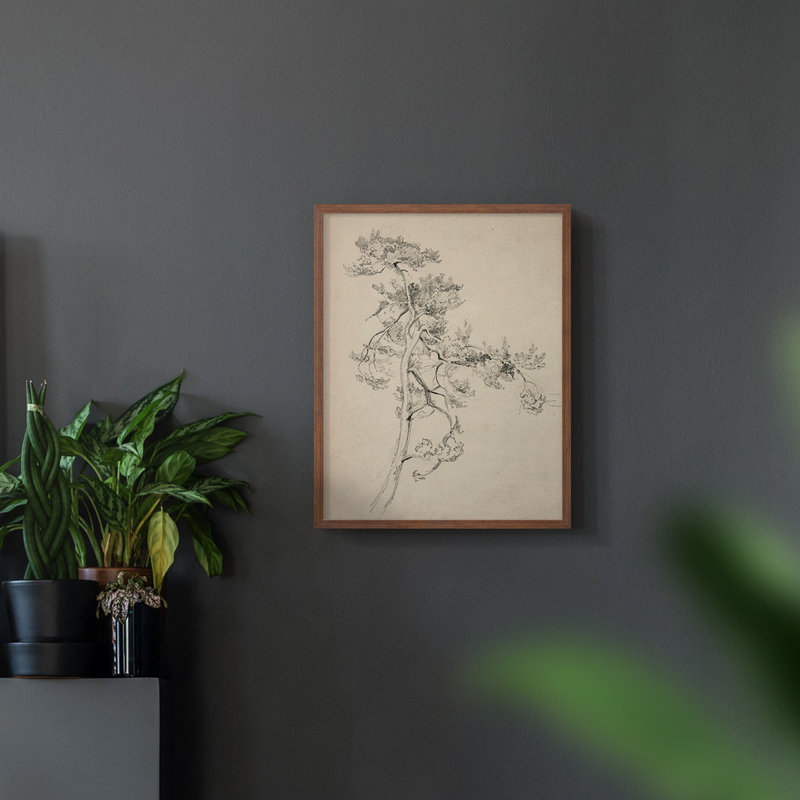 "Croquis rétro Lxxxvii" sur papier, Noyer, H 10 po x l 8 po