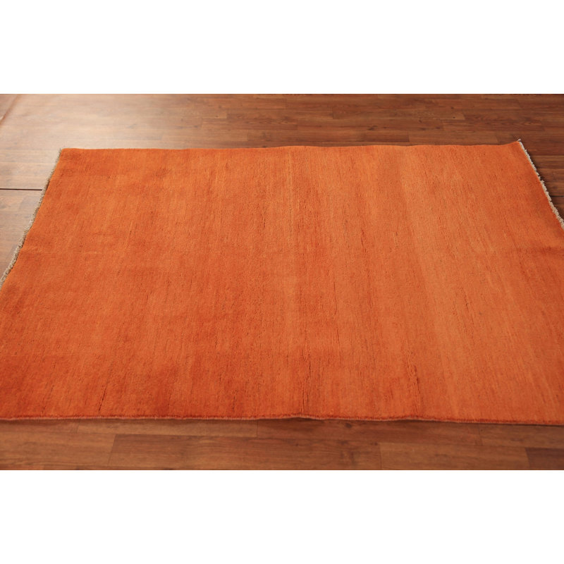 Tapis orange fait à la main Gabbeh moderne 4 x 6