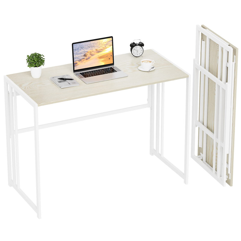 Metal Base Computer Desk, Beige/White