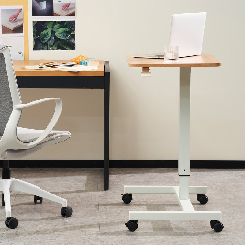 Chariot roulant réglable pour ordinateur portable, Brun clair / blanc