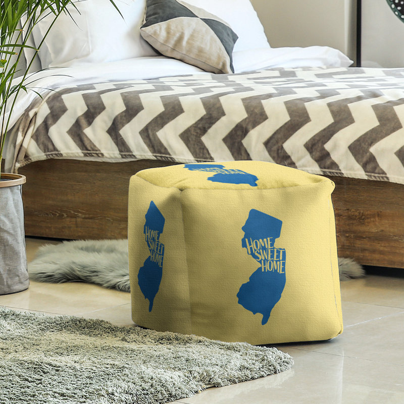 Repose-pieds cube new jersey home, Bleu foncé / Jaune