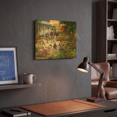 « Amis de la ferme » par Bigelow Illustrations, tableau mural en métal doré, 40,6 cm x 30,5 cm