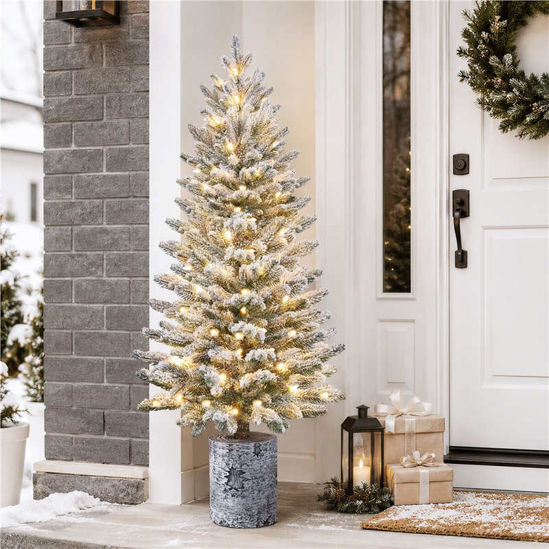 Lighted Artificial Fir Christmas Tree, 4ft H