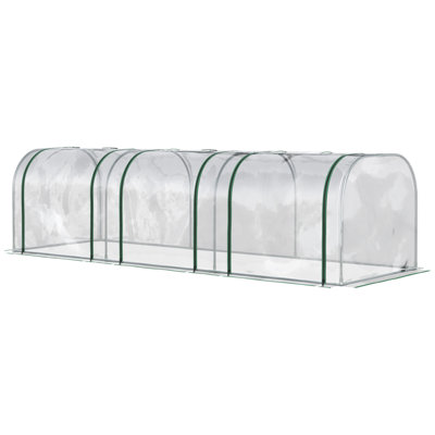 Outsunny 10' X 3' X 2.5' Mini Greenhouse, Portable Tunnel Green House With Roll-Up Zippered Doors, UV Waterproof Cover, Steel Frame -  Tryimagine, CCNPPcc-W2225P200604