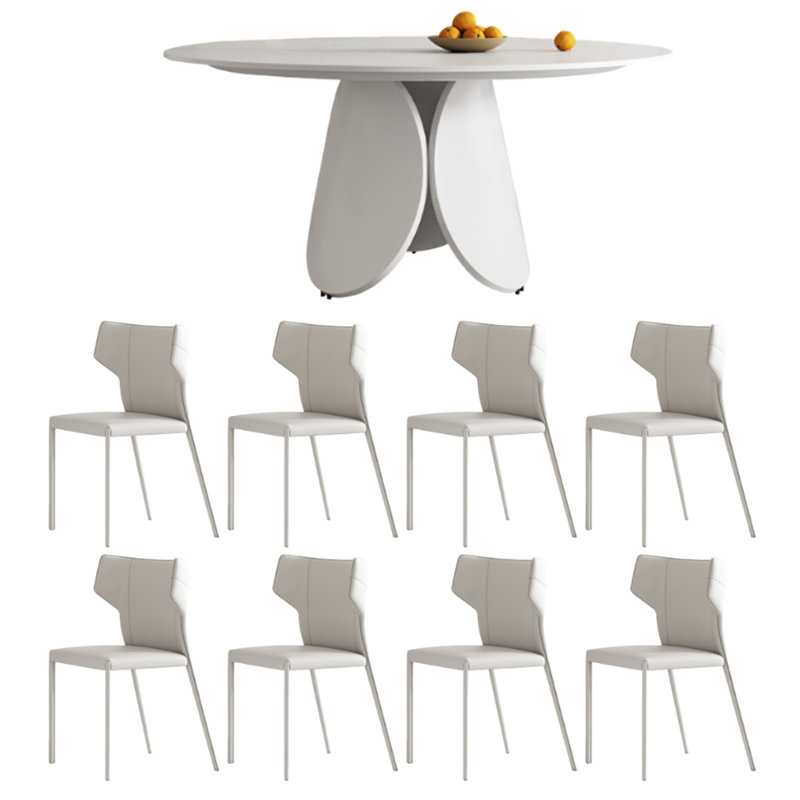 Table et chaise de salle à manger blanc pur de style minimaliste, H 29,5 po x L 59 po x l 59 po