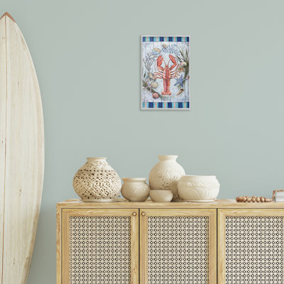 «Coastal Wreath & Lobster», art de la giclée encadrée par Geoff Allen
