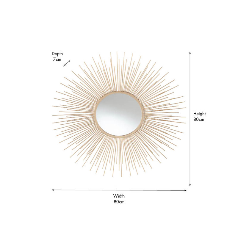 Valeer Metal Flat Wall Mirror, Gold