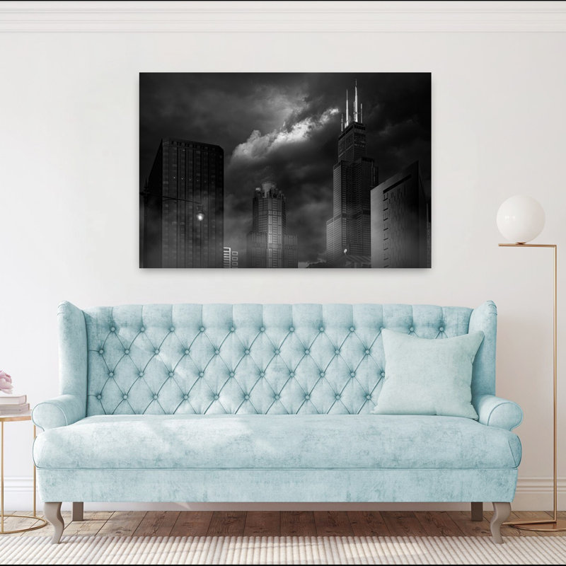 Chicago Storm Abstract Contemporary Architecture City Wall Art by Shelley Quarless - Wrapped Canvas Print