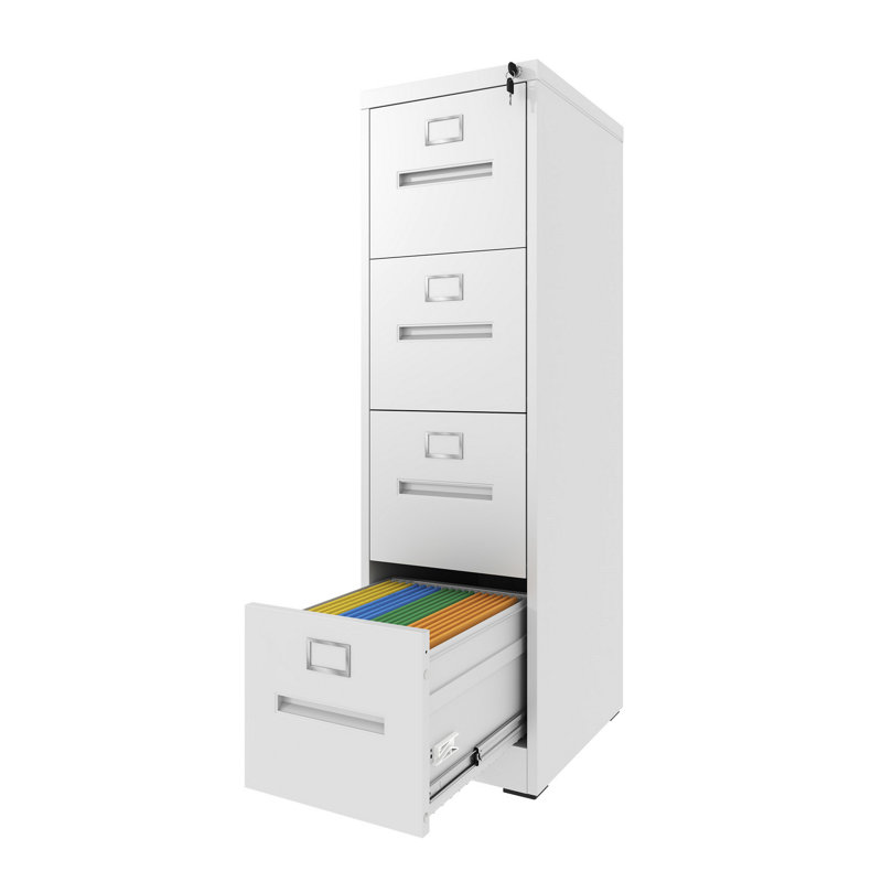 Office Storage Cabinet, Narrow File Cabinet With 4 Drawers, Metal Vertical File Cabinet With Lock For Office Home, Vertical Filing Cabinet For Storage