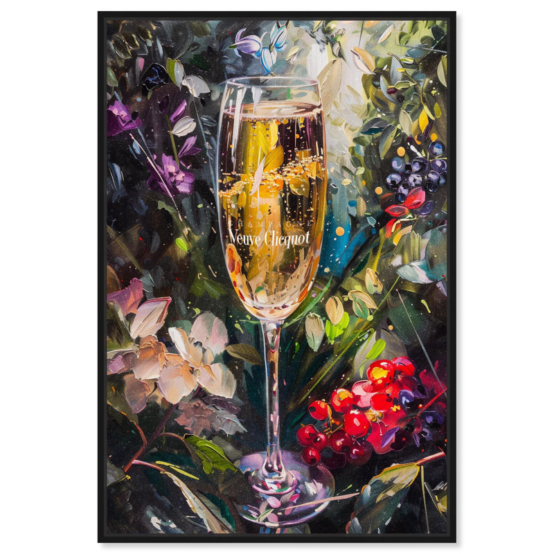 «Blossom Drink Canvas Drinks and Spirits», art mural par Art Remedy, Cadre noir, H 37 po x l 25 po