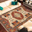 Tapis oriental ivoire / rouille / bleu en laine noué à la main 9 pi x 12 pi 7 po Bac bac