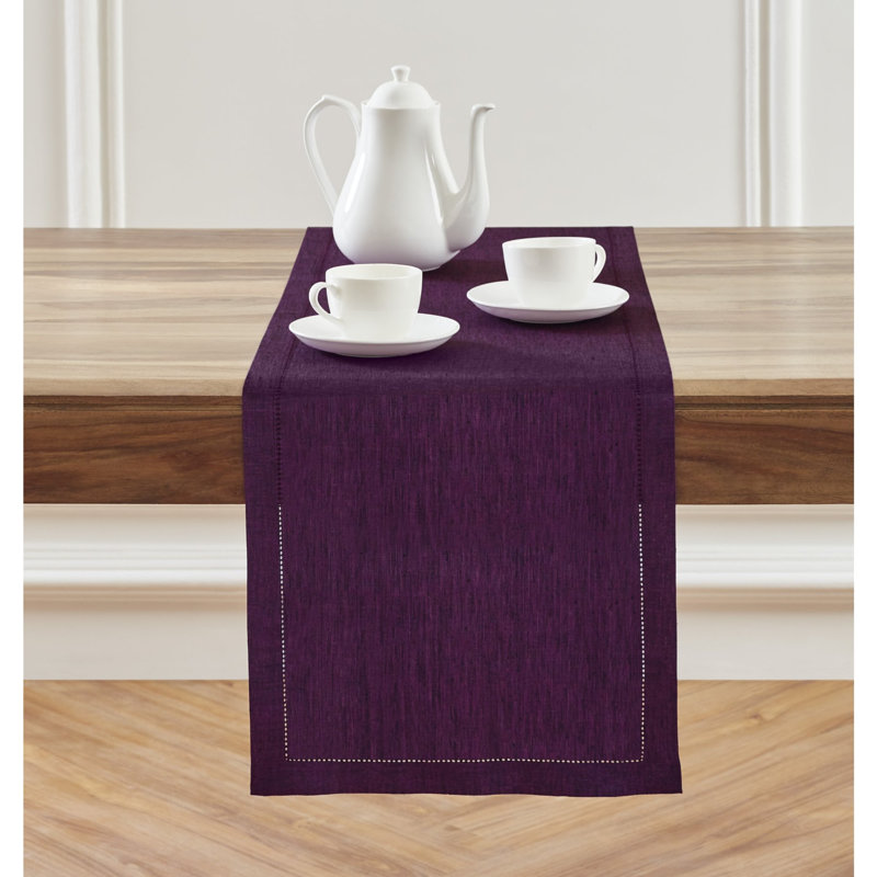 Milan - 100% Pure Linen Table Runner, Grape, 108" x 14"