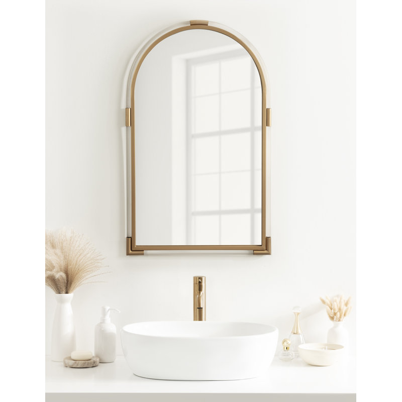 Miroir mural moderne arqué, Doré