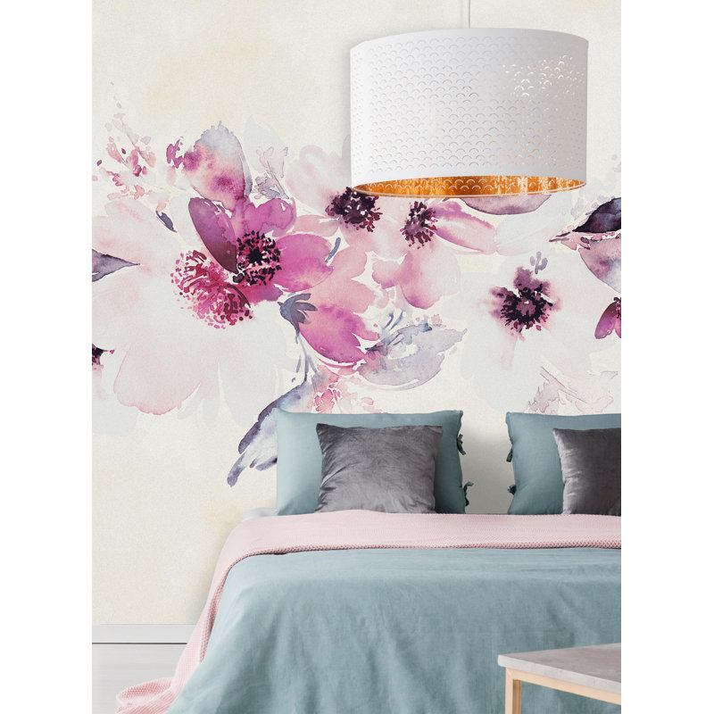 Panneau de papier peint adhésif Mirelle, Rose, L 96 po x l 96 po