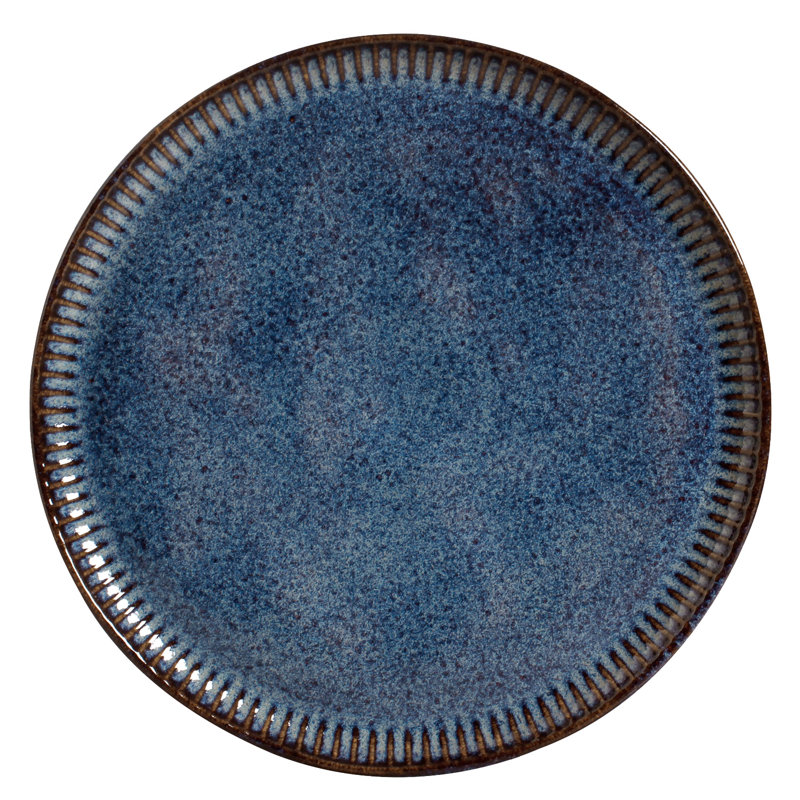 Assiette plate en grès cérame 10,8 po Linhas Titanium