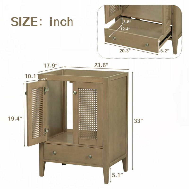 Meuble-lavabo de salle de bain sans lavabo, avec portes et tiroir